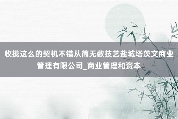 收拢这么的契机不错从简无数技艺盐城塔茨文商业管理有限公司_商业管理和资本